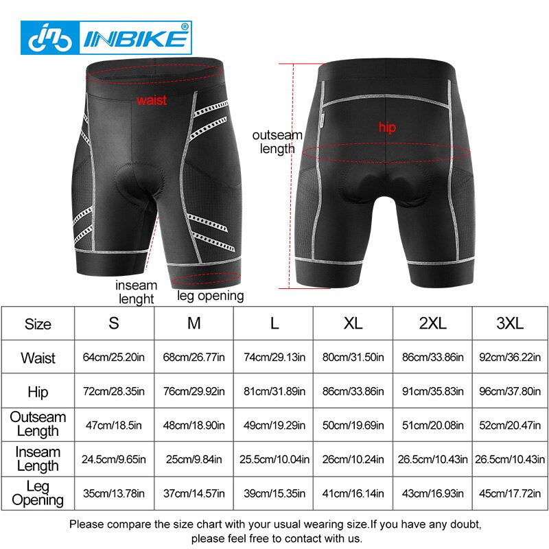 INBIKE Pro Cycling Shorts Thickened Gel Pad MTB Bicycle Shorts Road Bike Shorts Summer Breathable Reflective Tight For Men SA001