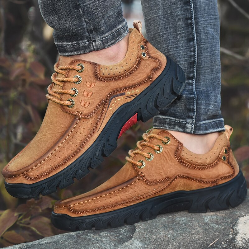 2023 New High Quality Men's Shoes 100% Genuine Leather Casual Shoes Waterproof Work Shoes Cow Leather Loafers Plus Size 38-46