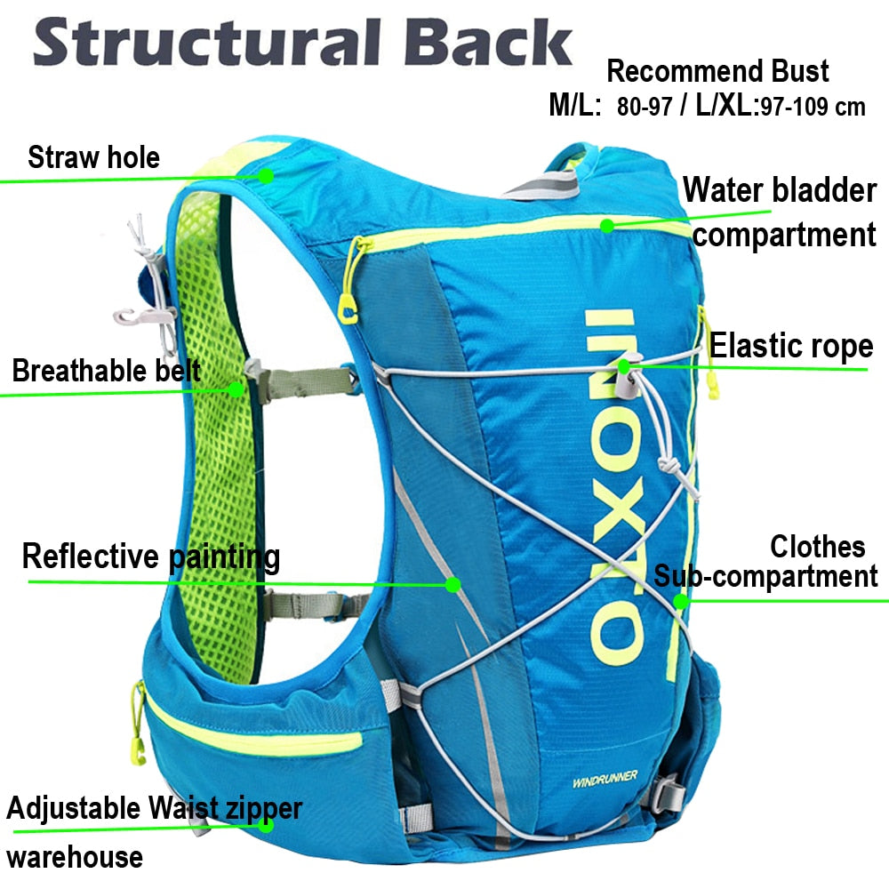 8L Running Hydration Vest Backpack Men Women Outdoor Sport Bags Trail Marathon Jogging Hiking Backpack option Water Bag Flask
