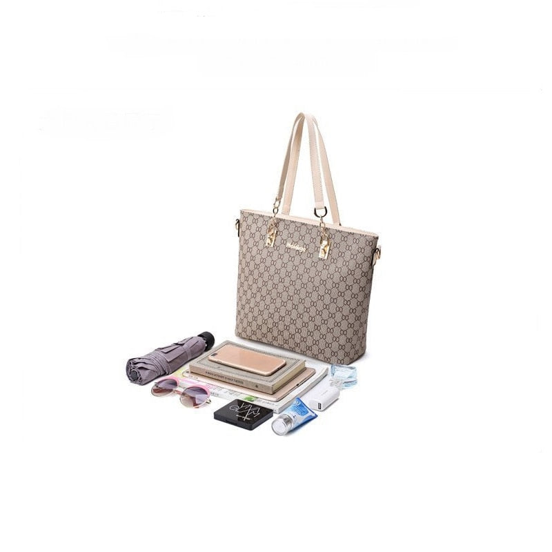 Women Handbag Leather Shoulder Bags Fashion Totes Female Purse Six-Piece Set Designer Brand Large Capacity Casual
