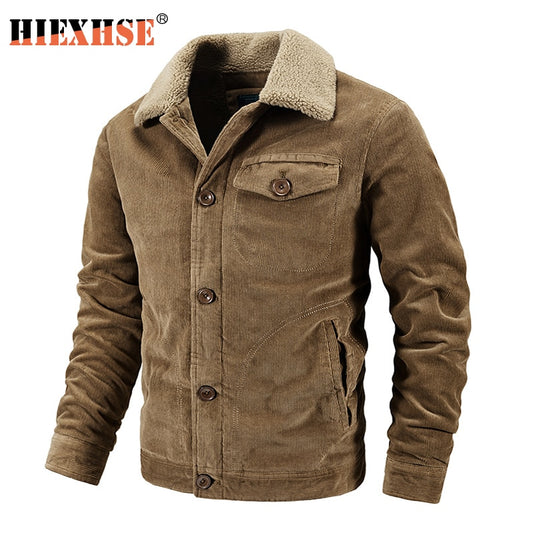 Winter Jacket Men Parka Coat Corduroy Cotton Jackets Thick Warm Sherpa Coats 2020 Brand New Fashion Casual Fleece Men's Parkas