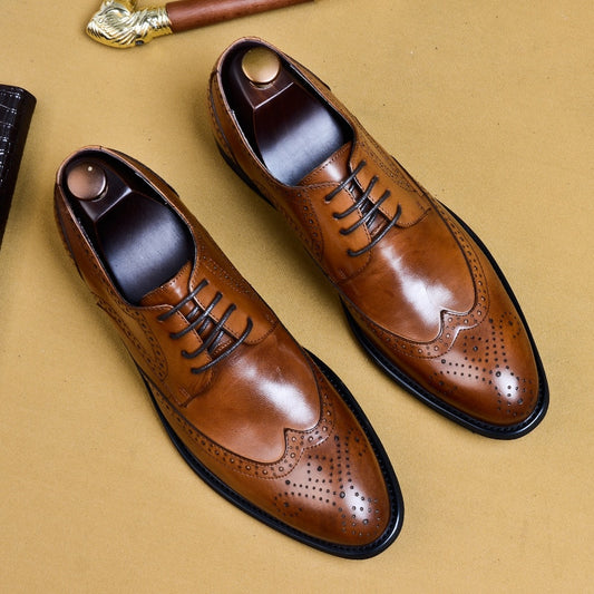 Desai 2022 New Men Dress Handmade Shoes Genuine Leather Male Oxford Italian Classic Vintage Lace-up Men's Brogue Shoes Oxford