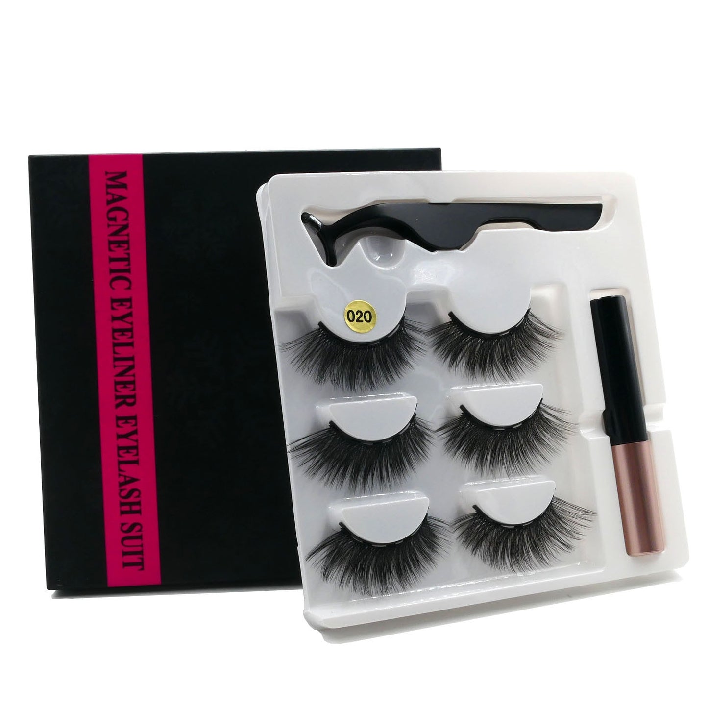 Magnetic Eyelashes 3D Mink Eyelashes Makeup Magnetic Lashes Eyeliner Tweezers Set Natural False Lashes Short Faux Cils