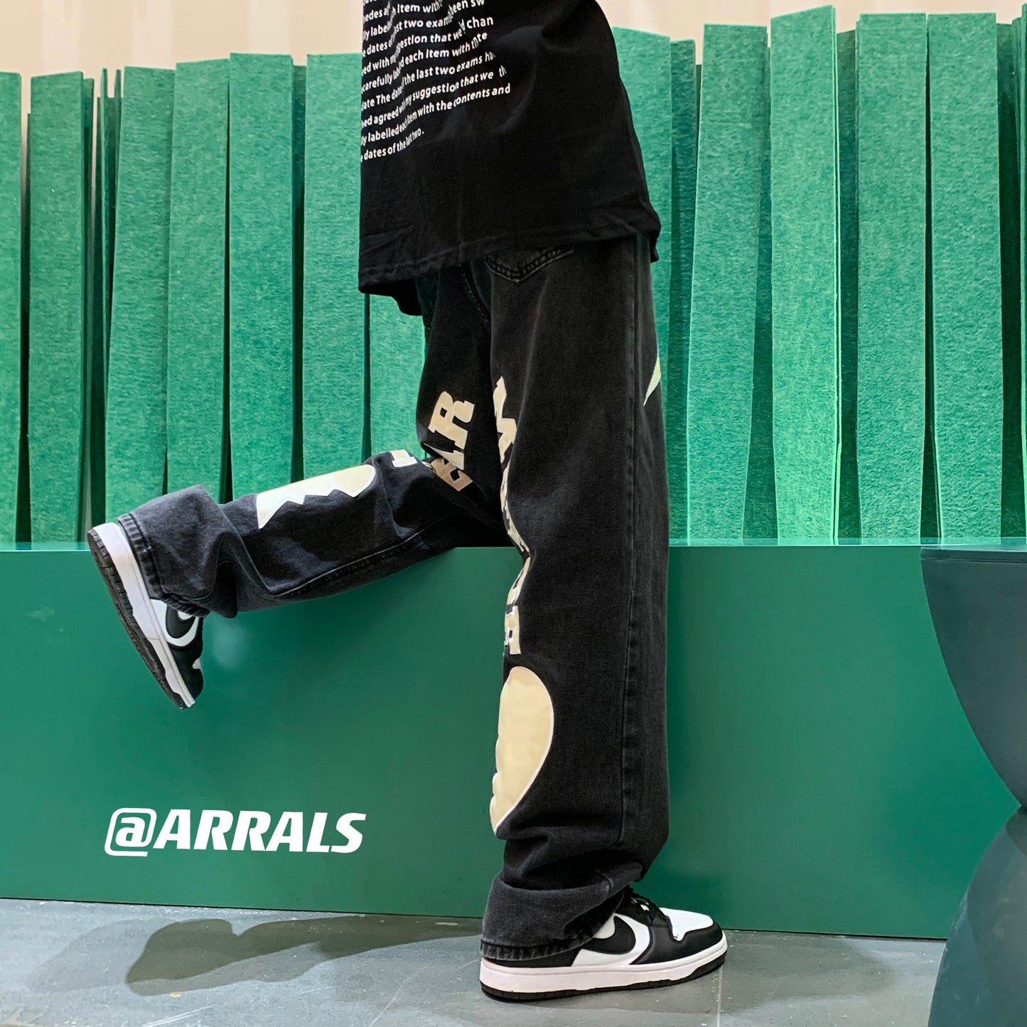 Men's Letter Printed Denim Pants Autumn Winter Fashion Straight Casual Jeans Japan Style Streetwear Hip Hop Mopping Trousers