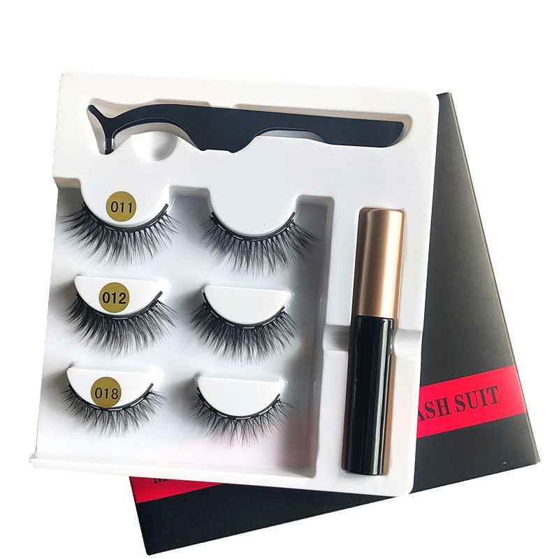 Magnetic Eyelashes 3D Mink Eyelashes Makeup Magnetic Lashes Eyeliner Tweezers Set Natural False Lashes Short Faux Cils