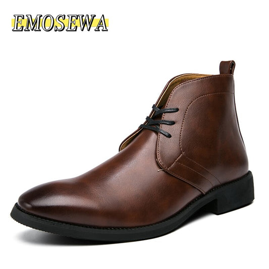 High Quality Fashion Men's Chelsea Boots Male Ankle Shoes Luxury Brand Leather Men Boots Dress Shoes Party Wedding Casual Flats