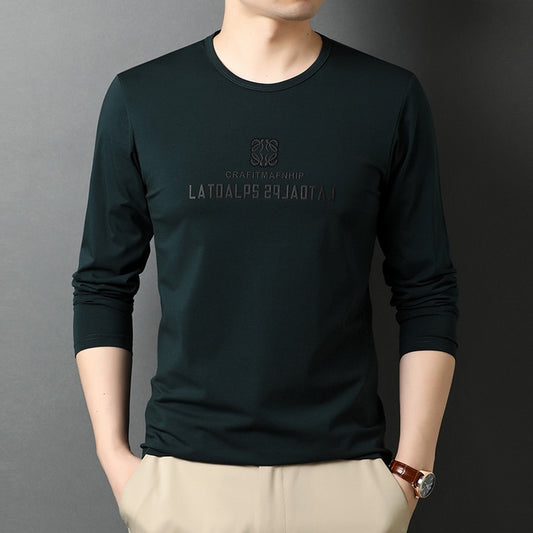 2022 Top Quality New Fashion Brand 95% Cotton 5% Spandex Mens Casual Long Sleeve t Shirt Plain Round Neck Tops Men Clothes