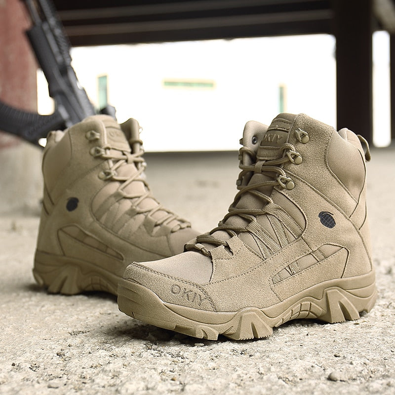 2022 New Footwear Military Tactical Mens Boots Special Force Leather Desert Combat Ankle Boot Army Men's Shoes Plus Size 39-46
