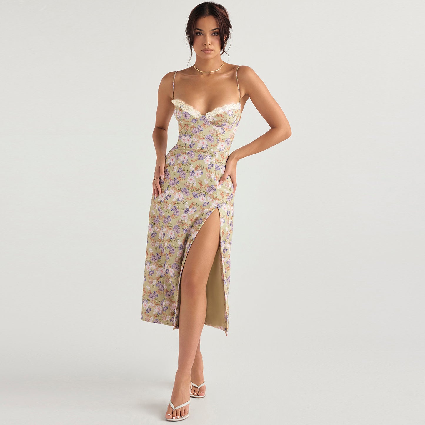Instahot European and American-Style Lace Floral Dress