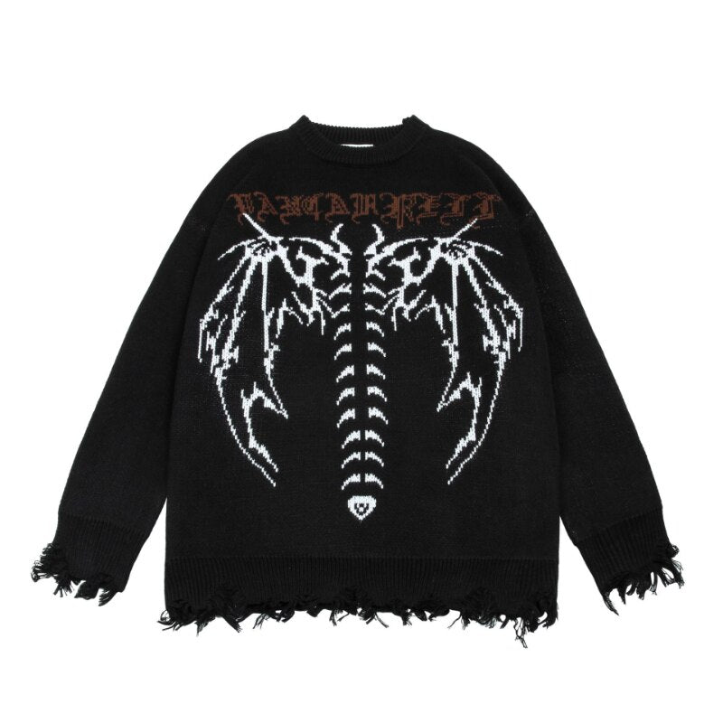 European and American Men's Sweater Darkness American Street Skull Pullover Loose Couple's Sweater
