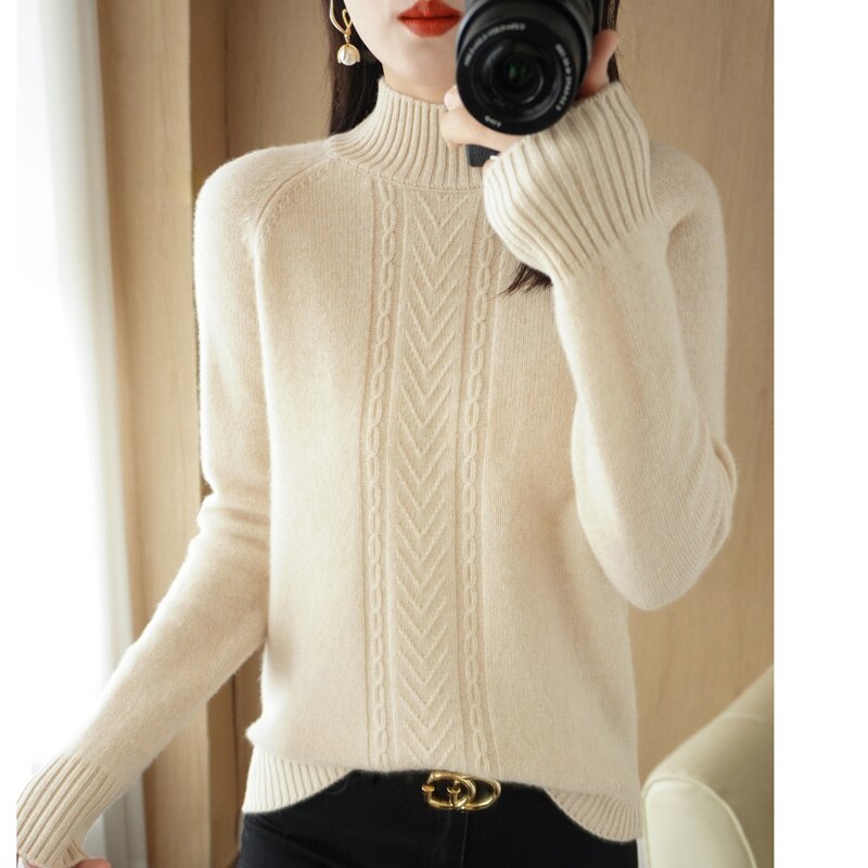 Autumn And Winter Explosive Knitwear Half Turtleneck Thick Warm Sweater Women's Fashion Languid Style Woolen Sweater Base