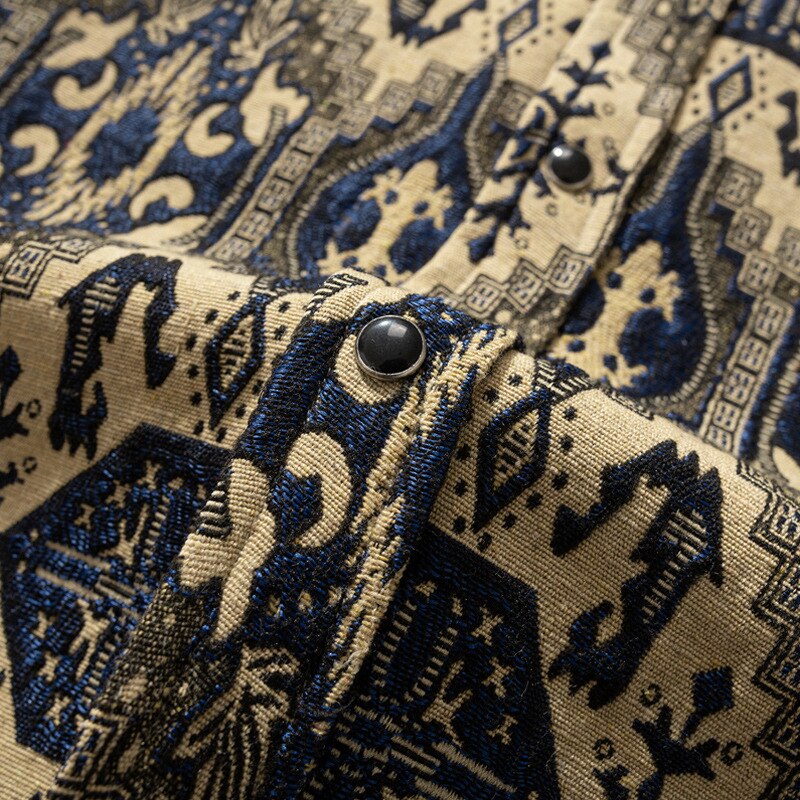 rand Men's Loose Casual Long Sleeve Shirts Harajuku Style Retro Ethnic Only Repair Shirts streetwear Daily