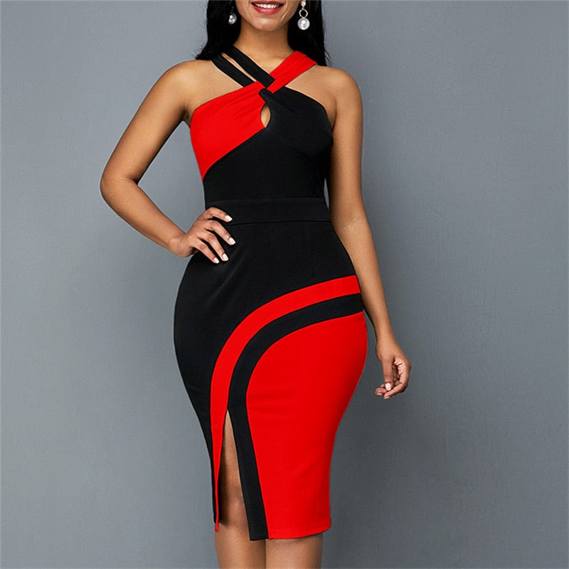 Nightclub Fashion Slit Bodycon Slip Dress Summer Sleeveless Vintage Sexy Y2K Dresses For Women 2022 High Waist Party Robe Female