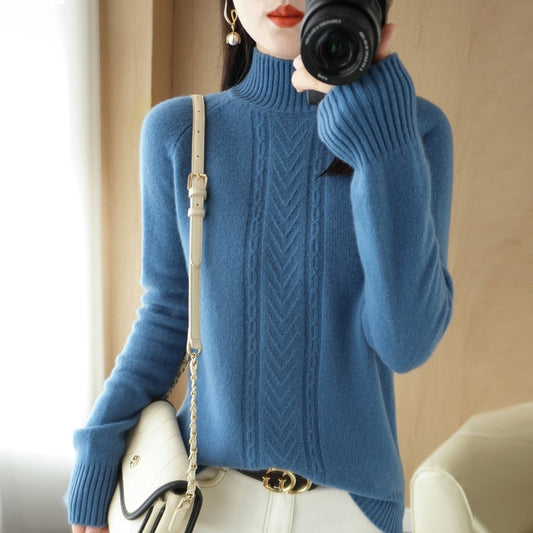 Autumn And Winter Explosive Knitwear Half Turtleneck Thick Warm Sweater Women's Fashion Languid Style Woolen Sweater Base