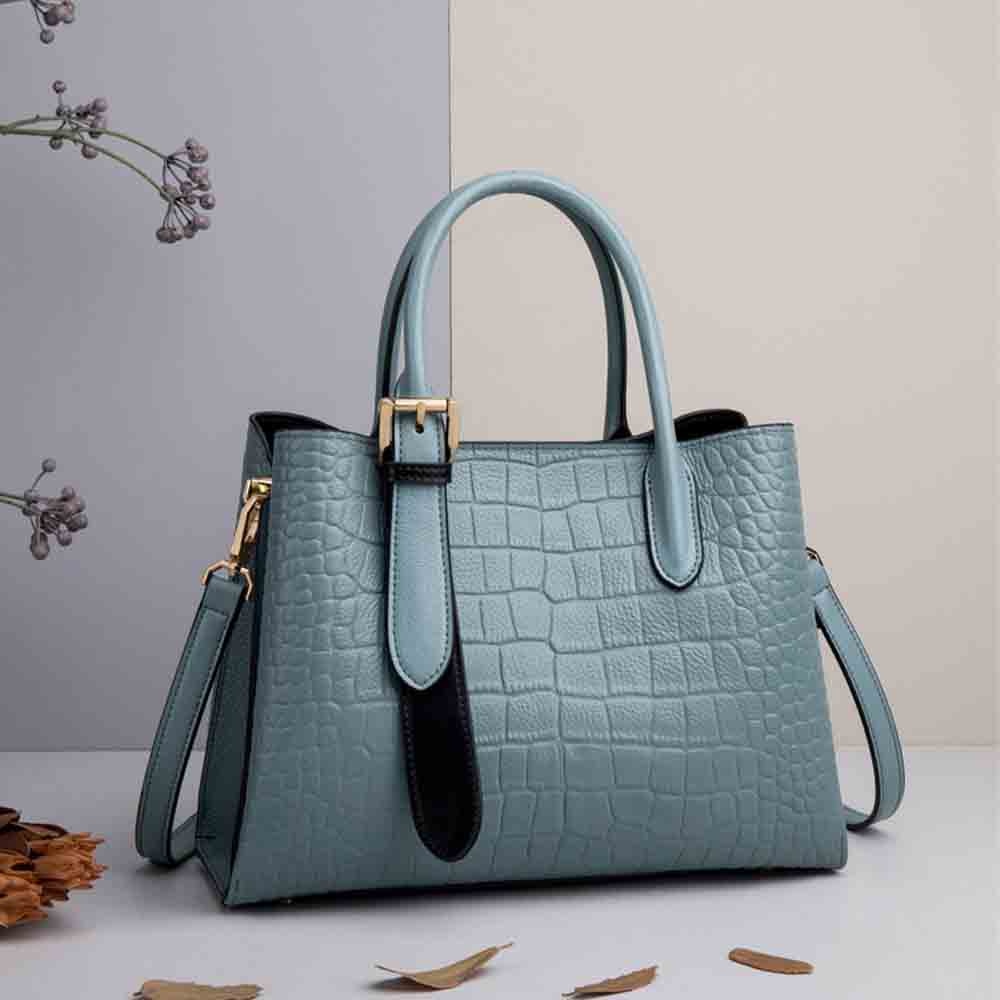 MS Fashion Designer Bag Women's Crocodile Pattern Luxury Genuine Leather Capacity Female Casual Travel Tote Handbags 2022 New