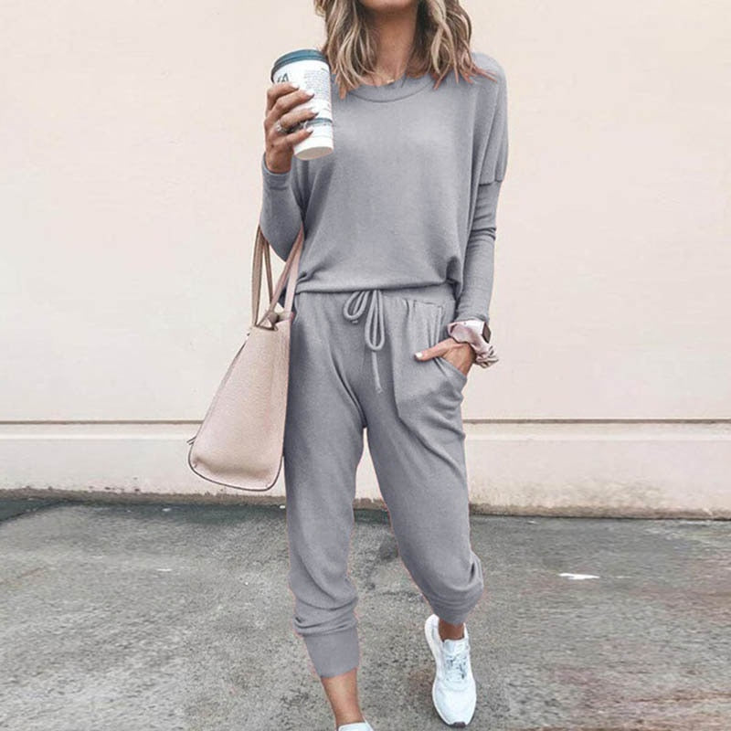 2022 Women's Spring and Autumn Clothing New Casual 2 Piece Sets Solid Color Tracksuit Woman Pullover + Pants Ladies Suit 7colors