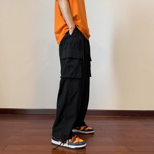 Big Pockets Casual Cargo Pants Men's Vintage Hip-hop Pants Fashion Loose Straight Wide Leg Pants Men Streetwear Trousers Male