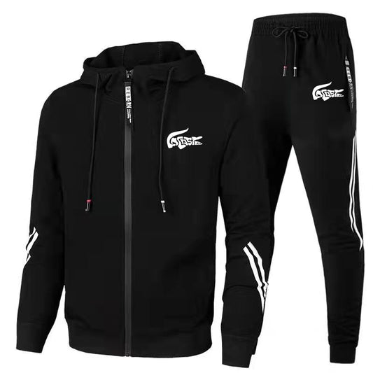 New Men's Tracksuits Fashion Print Autumn Winter Man Zipper Hoodie + Sweatpants Sets Running Brand Casual High Quality Sport Kit