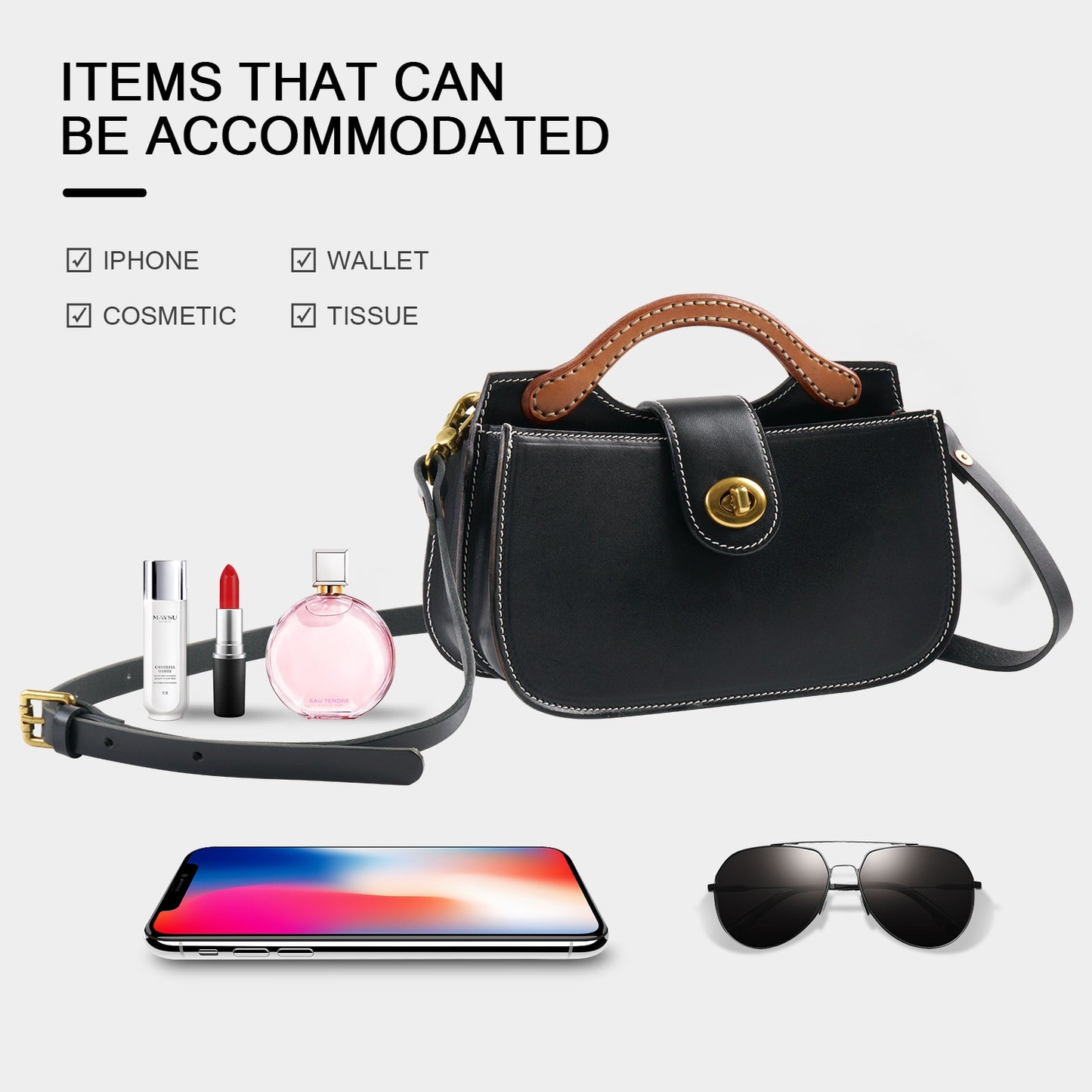 ANGENGRUI Handmade Women's Bag Retro Vegetable Tanned Leather Three-dimensional Saddle Bag Shoulder Messenger Small Bag