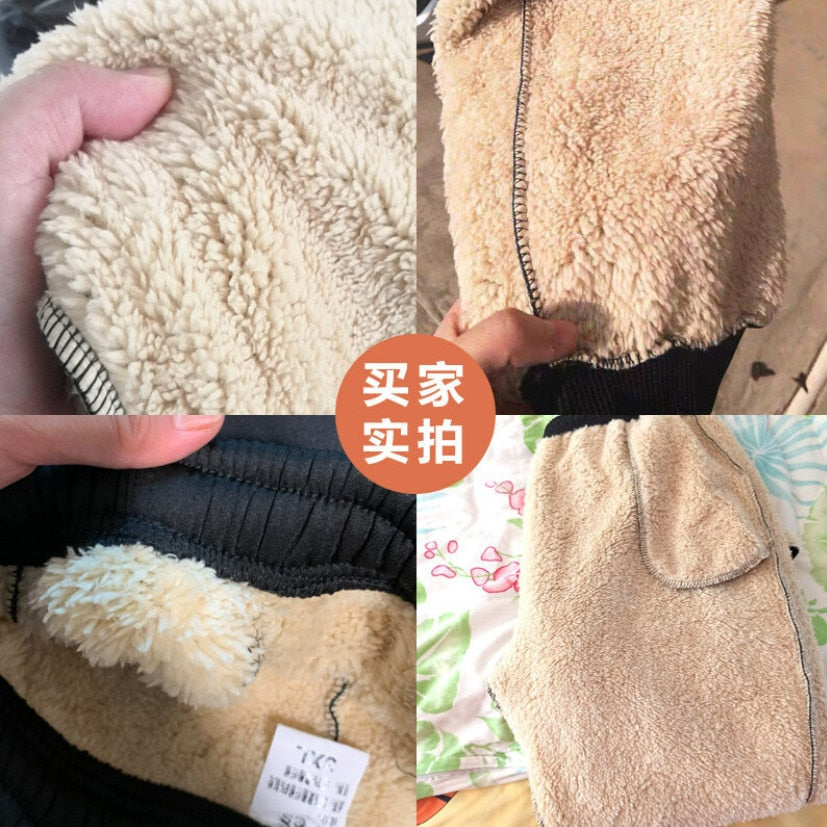 Men's Winter Pants Fleece Plush Thermal Sportswear Autumn Winter Lambswool Drawstring Casual Camouflage Outwear Joggers Pants