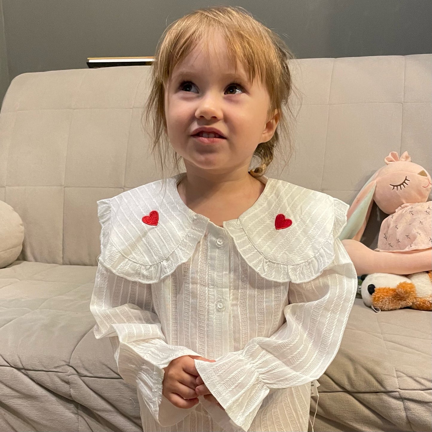 2022 Spring Autumn 2 3 4 6 10Years Toddler Kids Fashion Big Turn Down Collar Full Print Tops Baby Girls Long Sleeve Blouse Shirt
