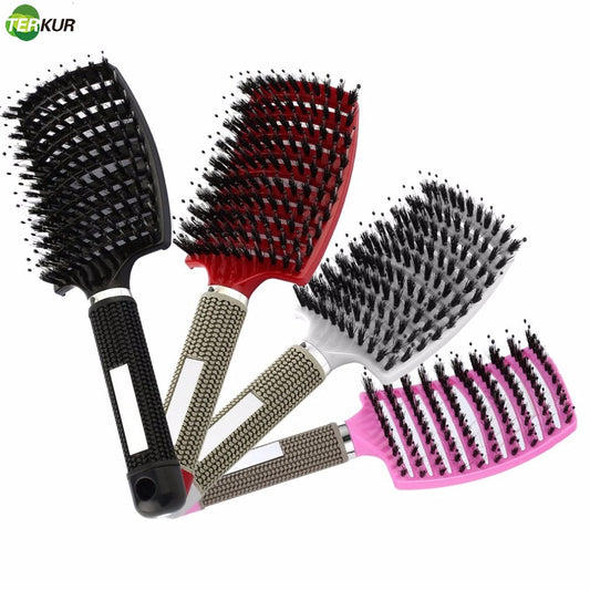 New Brush Hair Scalp Massage Comb Bristle&Nylon Mixing Boar Women Wet Straight Curly Detangle Salon Hairdressing Styling Tools