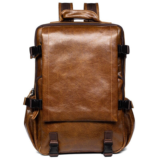 ZRCX Travel Genuine Leather Backpack Male Retro Handmade First Layer Leather Backpack Casual Business Computer Bag School Bag