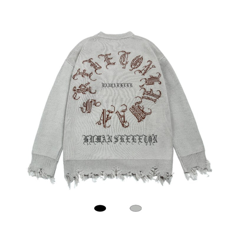 European and American Men's Sweater Darkness American Street Skull Pullover Loose Couple's Sweater