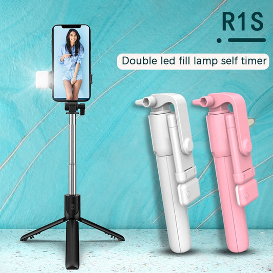 New Wireless Bluetooth Selfie Stick with Remote Control Shutter Retractable Mini Tripod Foldable with Fill Light Photo Live