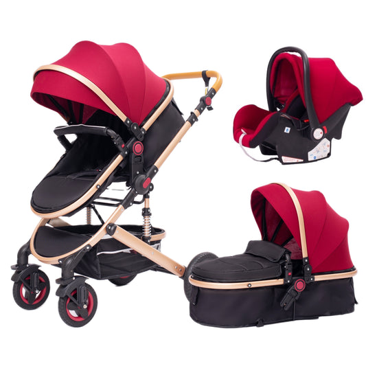 3 in 1 Stroller Baby Stroller Multifunctional High Landscape Portable Aluminum Frame CPC Safety Baby Carriage Free Shipping