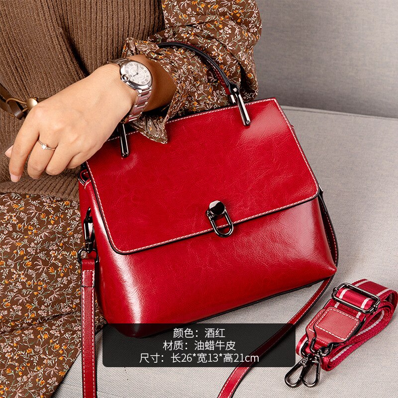Women's Cowhide Leather Bags 2022 New Fashion One-shoulder Handbags Ladies Classic Satchels Large Capacity Messenger Versatile