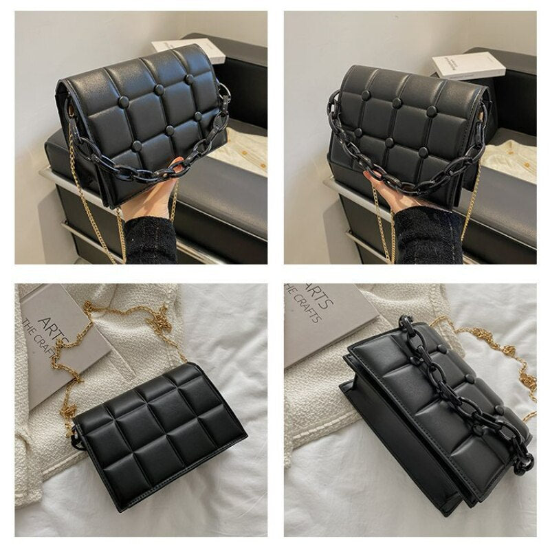 TRAVEASY2023 New Women's Bag Female Fashion Chain Texture Willow Nail Trend Single Shoulder Bags Messenger Bag Small Square Bag