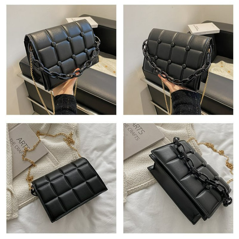 TRAVEASY2023 New Women's Bag Female Fashion Chain Texture Willow Nail Trend Single Shoulder Bags Messenger Bag Small Square Bag