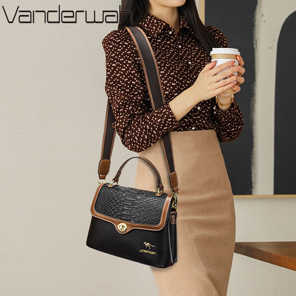 Elegant Women's Handbags High Quality Leather Totes Bag Female Top-Handle Sac Crossbody Shoulder Bag Hand Bag Bolsa 2 Layers