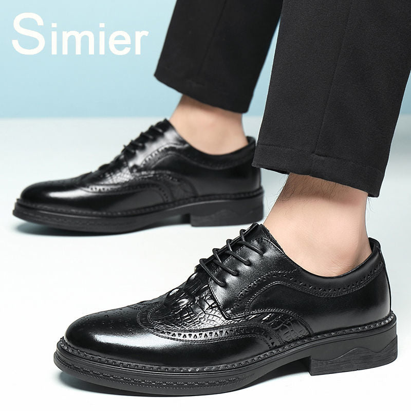 Fashion Men's oxfords shoes lace up brogue Luxury Tassels Formal Men Dress Office Wedding party Shoes Men Leather Shoes men