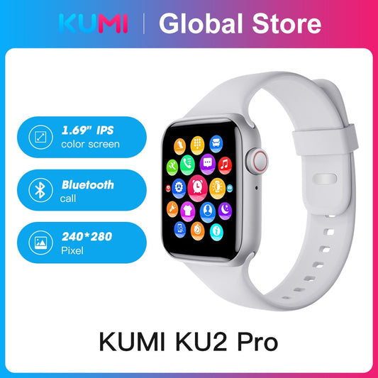 New in KUMI KU2 Pro Smart Watch 1.69 inch smartwatch Bluetooth Call Sport Heart Rate Tracker Blood Pressure Monitor IP67 Waterpr