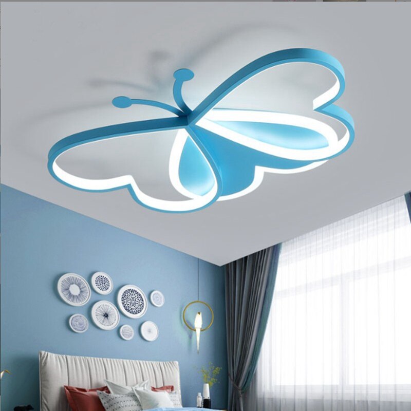 Creative Children's Bedroom Ceiling Lamp Beautiful Butterfly Daughter Room Smart Chandelier LED Interior Decoration Lamps