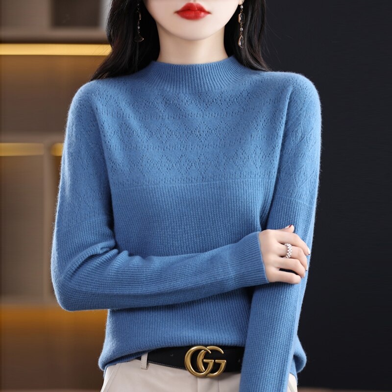 Bohemian Sweater Women's Cheap Official Store Fashion Loose Hollow Design Pure Woolen Sweater Light Luxury Underlay Pullover