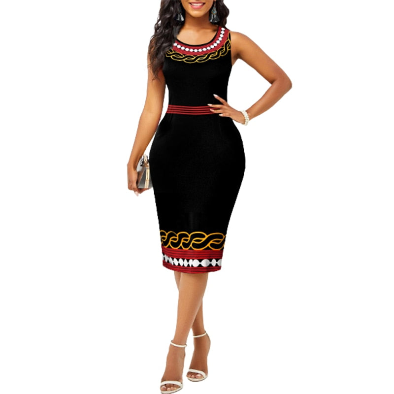 Summer High Waist Sexy V-Neck Sleeveless Dress Female Clothing Vintage Fashion Striped Robe Vacation Midi Bodycon Casual Dresses