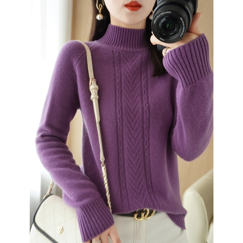 Autumn And Winter Explosive Knitwear Half Turtleneck Thick Warm Sweater Women's Fashion Languid Style Woolen Sweater Base
