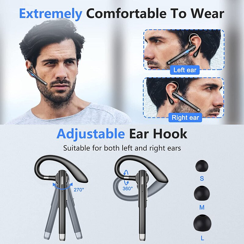 10H Bluetooth Business Earphone Wireless Earbuds Single Handsfree For Driving HD Call Headphone Microphone Business Headset