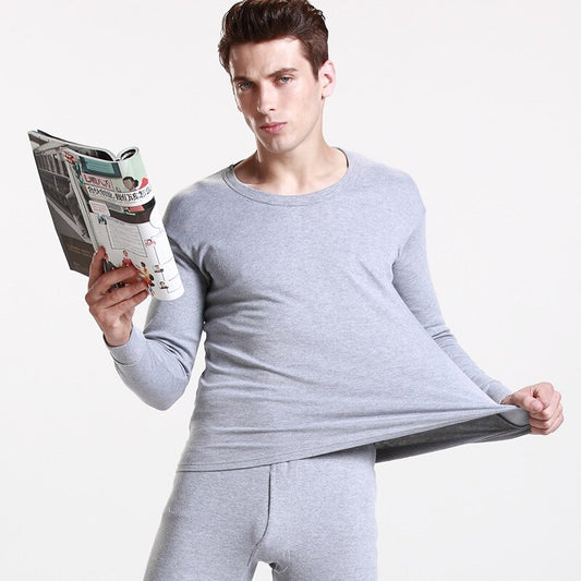 Men's Winter Thermal Underwear set Thermal Insulation Cotton Wool Long Sleeves Men Thermal Clothing Round Neck Men's Underwear