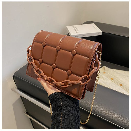 TRAVEASY2023 New Women's Bag Female Fashion Chain Texture Willow Nail Trend Single Shoulder Bags Messenger Bag Small Square Bag