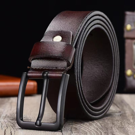 125CM Whole Cow Genuine Leather Luxury Strap Male Belts For Men Fashion Classice Vintage Pin Buckle Leather Jeans Men Belt