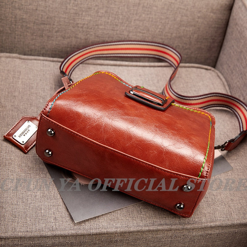 CFUN YA Solid Color PU Leather Bucket Crossbody Bags for Women Fashion Brand Designer Handbags and Purse Ladies Shoulder Pack