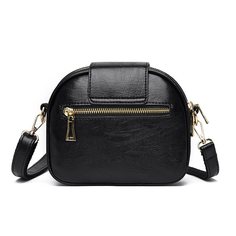 2022 New Summer Small Single Shoulder Messenger PU Bag Women's Three-Layer Round Luxury Simple Messenger Bag Zero Wallet