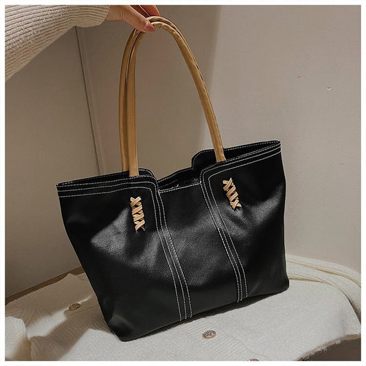TRAVEASY 2023 New Bags Women's High-capacity PU Korean Fashion Simple Commuter Tote Bag Handbag Ladies Hand Bags Casual Tote Bag