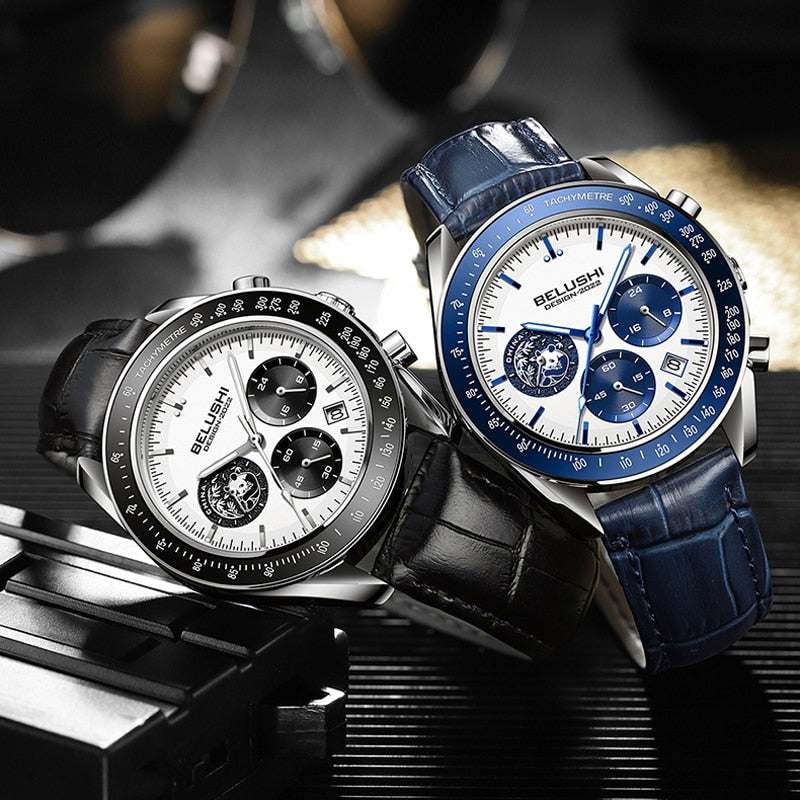 2022 New Mens Watch Top Brand Leather Wrist Watches For Men Waterproof Casual Sport Quartz Clock Fashion Watch Men Free Shipping