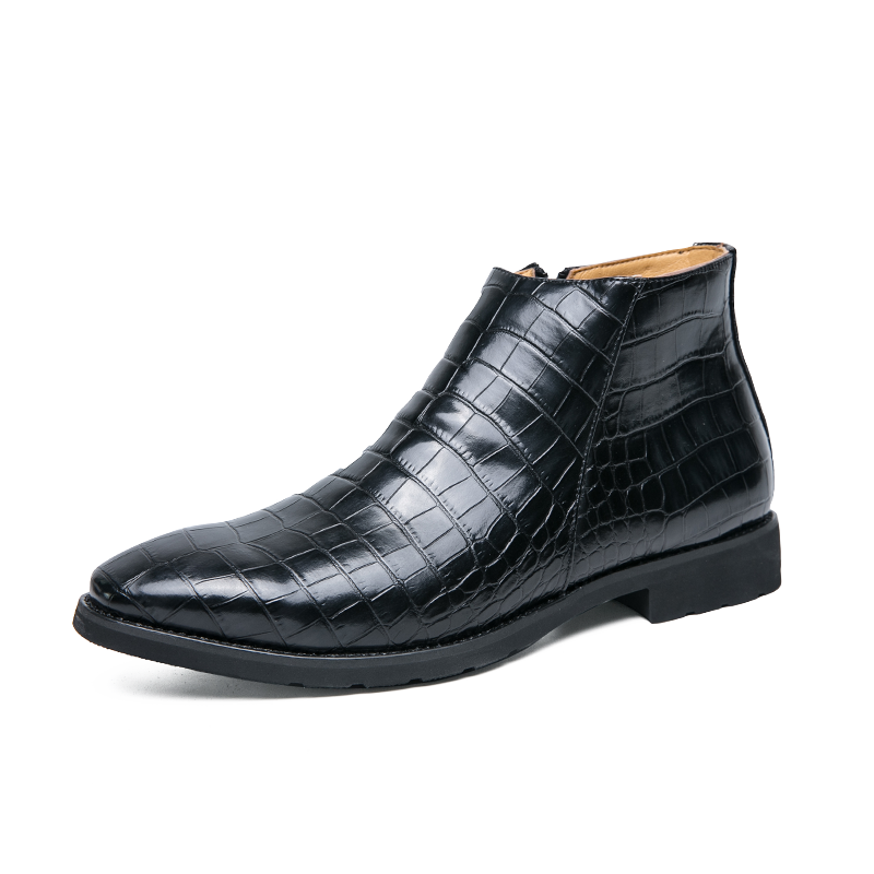 Men's Boots Zip Black Brown Low-heeled Business Handmade Cowboy Boots Botas De Trabajo Hombre Shoes for Men with Free Shipping