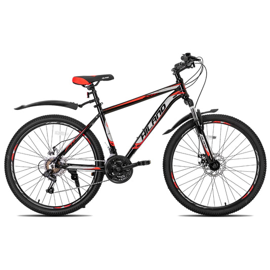 Hiland Mountain Bike 21 Speeds Drivetrain,Aluminum Frame 26 Inch Wheels Disc-Brake Spokes Men Women Men's MTB Bicycle